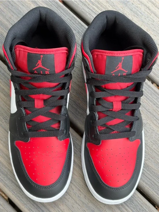 Nike Air Jordan 1 Mid β Black/White/Red (Bred Toe / Chicago Style) β 6Y - Picture 4 of 7